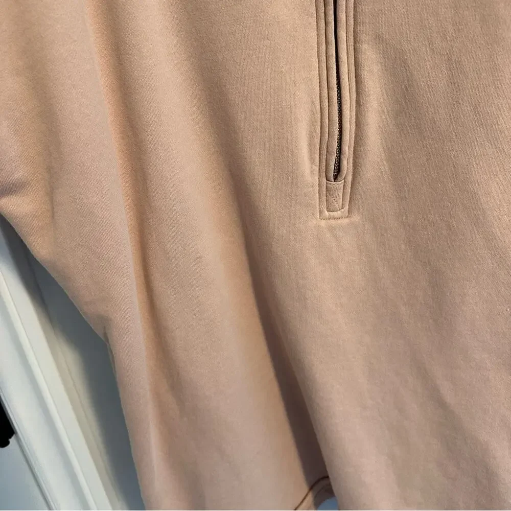 J. Crew Cotton Rose Pink Tunic Half Zip Sweatshirt w Pockets Medium
